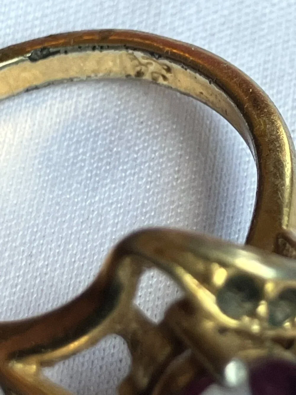 Vintage 925 Gold Vermeil Garnet Bypass Ring Size 9.5 - AS IS / Missing Stones